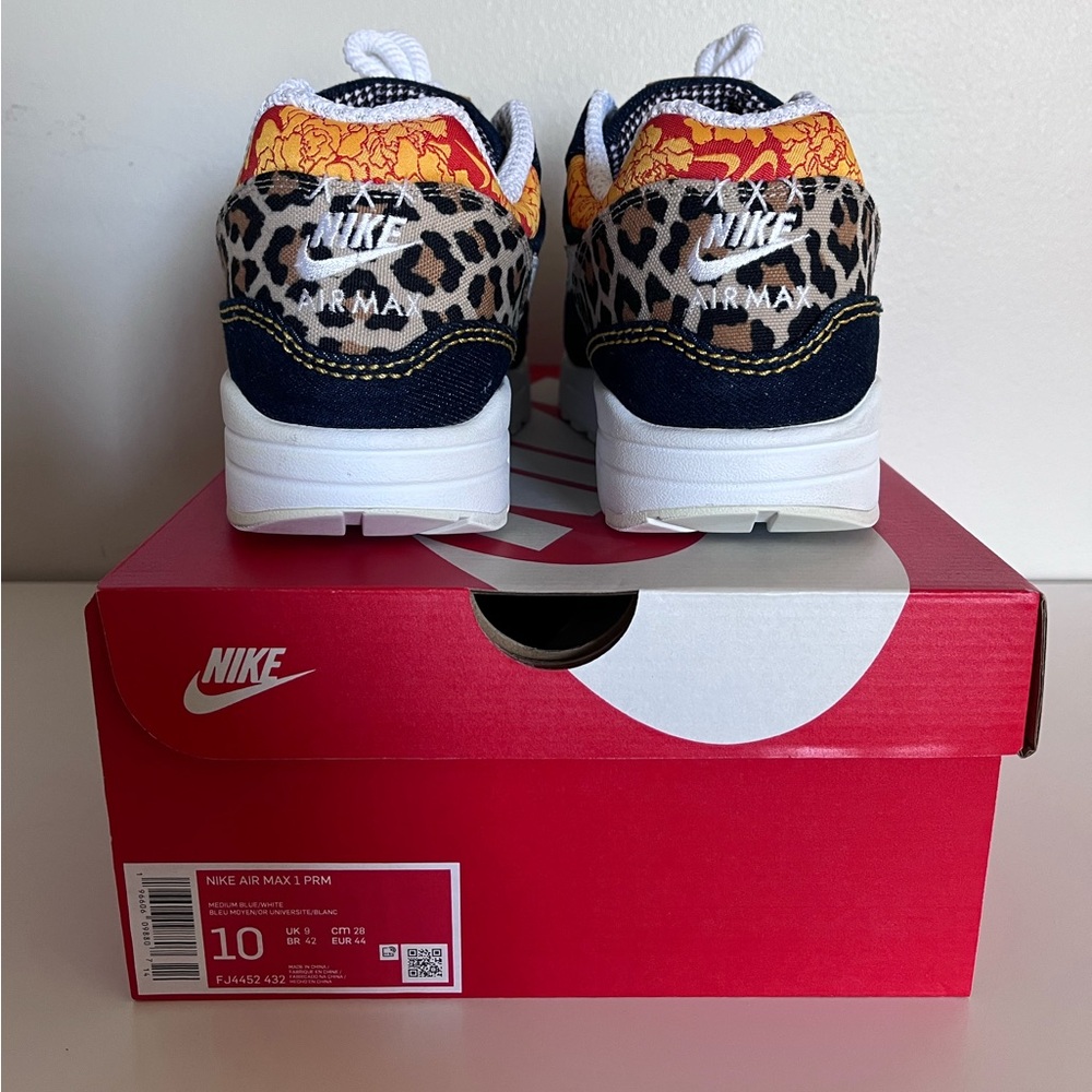 Nike Air Max 1 Premium Denim Leopard, Used (Size US Men’s 10.0) - Picture 4 of 6